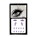 Detail of purple marquise acrylic face jewels set on decorative eye pattern backing card - ET-01 (Purple)
