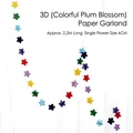 Ghirlanda di carta a fiori di prugno colorati, lunghezza 2,2 m con fiori da 6 cm - Ghirlanda di Carta 3D Multicolore con Fiori di Prugno