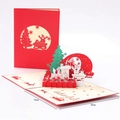Carte de Noël 3D avec Père Noël sur un train, renne et bonhomme de neige en 15x20 cm - Douce Nuit