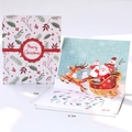 Tarjeta de Navidad 3D con Papá Noel y renos, medida 13cm x 15,5cm - Trineo de Renos Navideños con Impresión en Color