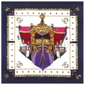 Classic royal galleon printed silk square scarf in deep blue and gold 130cm shawl - Navy Blue / 130cm