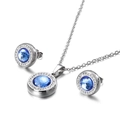 Set di gioielli in argento con pendenti in cristallo blu e accenti scintillanti - Blu