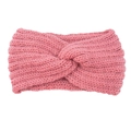 Pink chunky knit cross knot headband for women soft winter ear warmer wrap - Dusty Pink