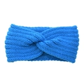 Bright blue knit twist headband made of thick yarn for warm autumn and winter style - Lake Blue