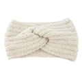 Creamy white knitted twist headband for women, thick handmade winter ear warmer wrap - Beige