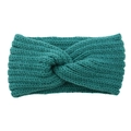 Peacock green twisted cable knit winter headband and ear warmer in chunky yarn - Post Green