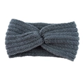 Dark grey knitted cross knot headband for women, winter warm ear warmer hair accessory - Dark Gray