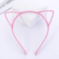 Süßer rosa Katzenohren-Haarreif mit flauschigem Stoff auf Metallrahmen für Damen - Katzenohren / Rosa