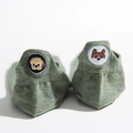 Light green cotton low cut socks featuring cute animal head embroidery on the heel - One Size / Heel Dog Grass Green