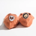 Orange low cut cotton boat socks featuring cute dog embroidery on the heels - One Size / Heel Dog Orange