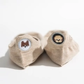 Beige cotton boat socks featuring cute cartoon dog embroidery on the heels - One Size / Heel Dog Khaki