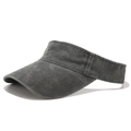 Detail view of washed cotton fabric and reinforced stitching on a dark grey sun visor hat - Adjustable / Army Green
