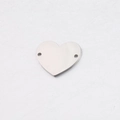 Connettore a cuore in acciaio inossidabile argento con doppio foro e finitura lucida - 17x20mm / Color Acciaio