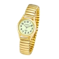 Orologio al quarzo dorato da donna con cinturino elastico e quadrante bianco - Uomo Oro Luminoso