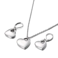 Set di gioielli a cuore in argento con collana con ciondolo traforato e orecchini - Cuore Cavo Stile Colore Acciaio (KS115053-Z)