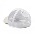 White breathable mesh trucker hat featuring a high ponytail cross opening at the back - Sequin White