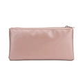Pink lychee texture leather makeup brush bag with metallic zipper closure - Brush Pouch / Pink