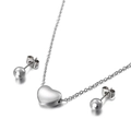 Set in acciaio inossidabile argento con collana pendente a cuore e orecchini a lobo - Colore Acciaio (KS115056-Z)