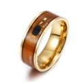Detail view of gold NFC smart ring featuring integrated circuit board pattern and Pure text - Size 6 / Gold