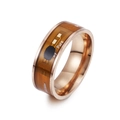 Detail showing NFC smart ring internal FPC circuit and chip components on rose gold band - Rose Gold