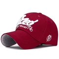 Unisex burgundy baseball cap with white 3D embroidery and cotton twill texture - Burgundy