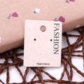Creamy white paper earring display card with Fashion and Made in Korea text on a tray - Beige Eco-Paper No.13 3.2x4cm