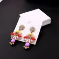 Bohemian colorful drop earrings with rhinestones on white display card - EA-ZK024 8x8cm Made in China