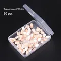 50pcs double-sided sponge eyeshadow applicators with clear plastic handles in a storage box - 6.5cm Clear Handle Eyeshadow Stick - 50 Pcs Box