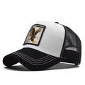 Cappellino trucker bianco e nero con toppa ricamata aquila e scritta Freedom - Regolabile / Nero e Bianco-Ricamo Aquila(4)