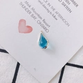 Teardrop blue glass pendant with gold plated rim for DIY jewelry and earring making - Light Blue