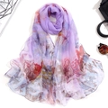 Elegant purple landscape oil painting silk shawl scarf with smooth glossy finish - 160cm / Landscape Purple
