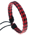 Adjustable woven leather bracelet featuring a minimalist red and black braided design - Red+Black