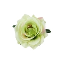 Faux rose hair clip with light green petals and pink tips for bohemian styling - Colorful Green