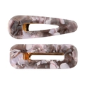 Chic marbled grey and pink acetate hair clip set with golden metal grippers - Two-Piece Set / Grey Marble Pattern
