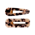 Two-piece tortoiseshell acetate hair clips set with water-drop and rectangular shapes - Two-Piece Set / Light Tortoise Shell