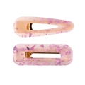 Pink glitter acetate hair clips set featuring teardrop and rectangular resin designs - Two-Piece Set / Light Purple Glitter