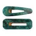 Dark green marble acetate hair clip set with silver glitter and gold metal base - Two-Piece Set / Emerald Green Mixed