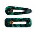 Green marble pattern acetate hair clip set with rectangle and teardrop shapes - Two-Piece Set / Grass Green Mixed