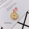 Golden alloy coin pendant featuring vintage Queen Elizabeth relief and Isle of Man 1989 text - 11-1# (22*18.5*2mm)