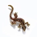 Exquisite gecko lizard brooch with champagne crystals and golden rhinestones - Champagne