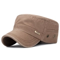 Herren Vintage Brown Washed Cotton Cadet Cap mit Metallplakette und Luftschlitzen - Braun