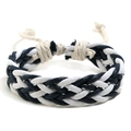 Handmade braided rope bracelet in navy blue and white nautical style for couples - Dark Blue + White