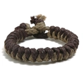 Pulsera artesanal de cuerda de cáñamo en marrón oscuro y beige de estilo vintage - Marrón y Lino