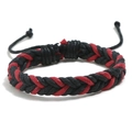Handmade woven cotton bracelet in red and black colors with adjustable slip knot - Black + Red