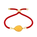 Verstellbares rotes geflochtenes Armband mit goldenem Wassertropfen-Kristallanhänger - Rotes Seil Orange