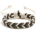 Pulsera de cuerda trenzada a mano en verde blanco y marrón con cierre ajustable fácil - Verde+Marrón+Beis