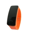 Minimalist digital sports bracelet with orange silicone strap and black display module - Orange