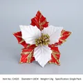 Artificial red and white poinsettia flower with gold glitter for Christmas tree decor - Style A / 18cm / Red White Gold Edge / Single Piece