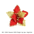 Fiore di stella di Natale artificiale rosso e oro 20cm con bordi glitterati brillanti - #2 (Diametro 20cm)