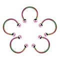Macro shot of five rainbow metallic horseshoe rings arranged in a floral pattern design - 1.2*6+3 / Colorful Ball